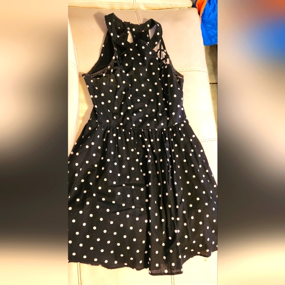 Black dress with white dots